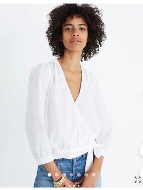 Madewell White Wrap V-Neck Crop Top